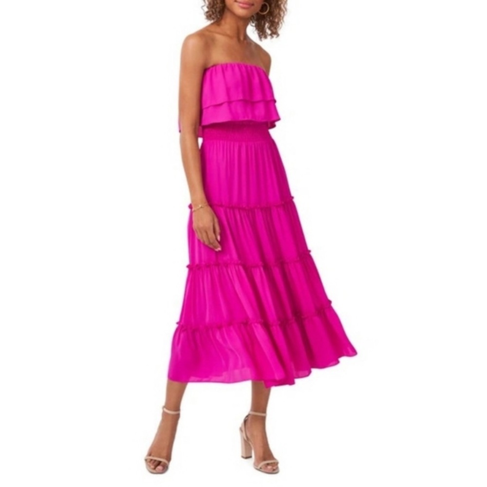 1. State Vibrant Pink Strapless Dress